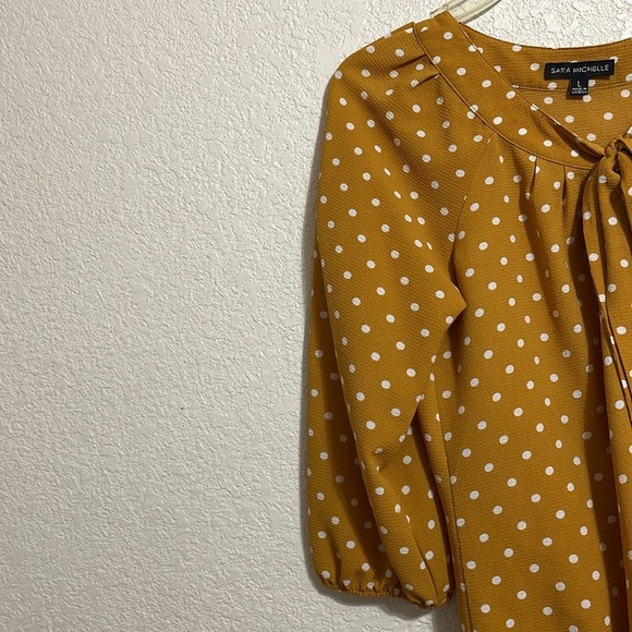 SARA MICHELLE Polka Dot Mustard Blouse - Picture 3 of 5